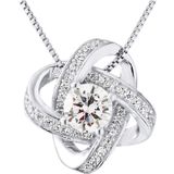 Solitaire - Hanger - Zirkoniumoxide - 925 Zilver - Inclusief Venetiaanse Ketting