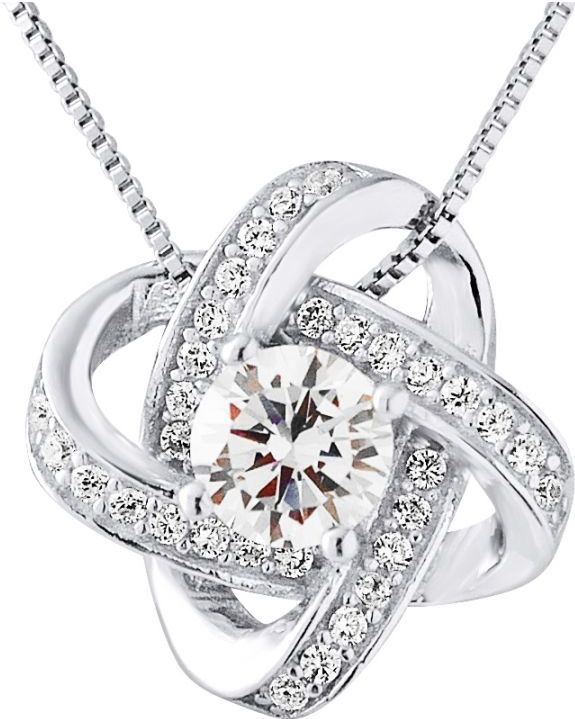 Solitaire - Hanger - Zirkoniumoxide - 925 Zilver - Inclusief Venetiaanse Ketting