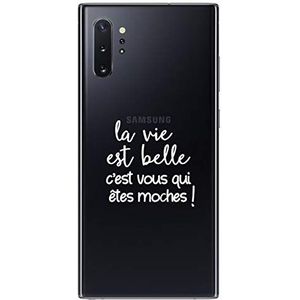 Zokko Beschermhoesje voor Samsung Note 10 Plus, motief La Vie est Belle C'est Vous Qui êtes C'est Vous êtes - Soft transparante inkt wit