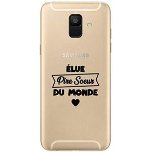 Zokko Beschermhoesje voor Samsung A6 2018, motief: Elue Pire Så ur du Monde – zacht transparant inkt zwart