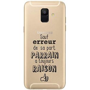 Zokko Beschermhoes voor Samsung A6 2018, behalve fouten, Paten heeft altijd Raison, zacht, transparant, zwarte inkt.