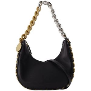 Stella McCartney, Tassen, Dames, Zwart, ONE Size, Leer, Circulaire Mode Mini Hobo Tas - Zwart Vegan Leer