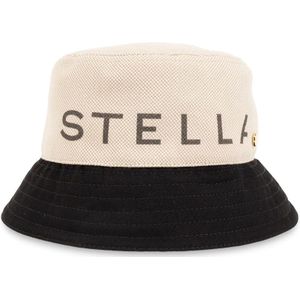 Stella McCartney, Bucket hoed met logo Beige, Dames, Maat:59 CM