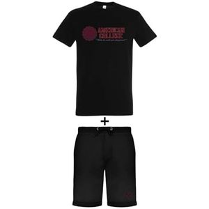 AMERICAN COLLEGE USA Ensemble 2 pièces T Shirt et Short Enfants Garçons Filles, Ensemble 2 pièces T-shirt + Short Mixte Enfant, Noir, 8 ans