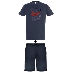 AMERICAN COLLEGE USA 2-delige set T-shirt + uniseks shorts, Marineblauw, S