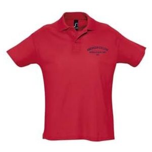 AMERICAN COLLEGE USA Poloshirts met korte mouwen voor heren en dames, uniseks, 1 stuk, Rood