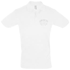 AMERICAN COLLEGE USA Polo's met korte mouwen voor dames en heren, Wit, L