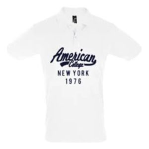 AMERICAN COLLEGE USA Polo's met korte mouwen voor dames en heren, Wit, XL