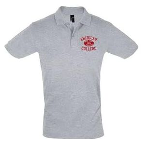 AMERICAN COLLEGE USA Polo's met korte mouwen voor dames en heren, Grijs, S