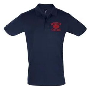 AMERICAN COLLEGE USA Polo's met korte mouwen voor dames en heren, Marineblauw, XL