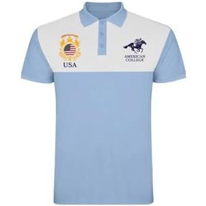 AMERICAN COLLEGE USA Polo's met korte mouwen voor dames en heren, Hemelsblauw, XL