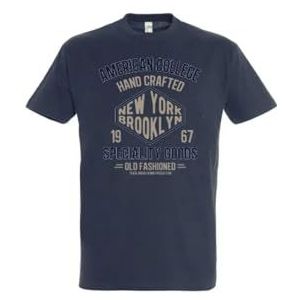 AMERICAN COLLEGE USA T-shirts met korte mouwen voor dames en heren, Marineblauw, S