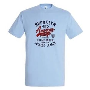 AMERICAN COLLEGE USA T-shirts met korte mouwen voor jongens en meisjes, uniseks kinderen, Hemelsblauw, 10 Jaar