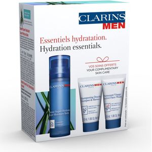 Clarins - Men Hydrate - Geschenkset - 50ml Super Moisture Balm - 30ml Shampoo & Shower Gel - 30ml Active Face Wash