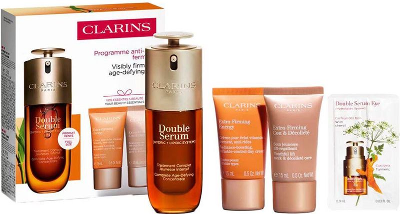 Clarins - Double Serum & Extra Firming Set - Gift Set - Rijpe Huid - 50 ml & 15 ml & 15 ml & 0,9 ml