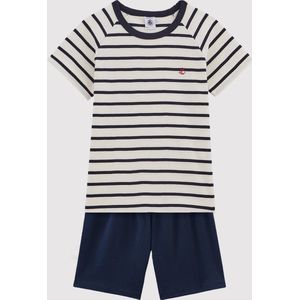Petit Bateau - Pyjashort - Blauw - Katoen - Gestreept Motief