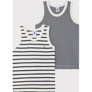 PETIT BATEAU - Set van 2 Singlets - Blauw - Katoen
