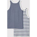 Petit Bateau - Onderhemden - 2-pack - Wit/Navy Gestreept - Katoen
