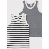 Petit Bateau - Onderhemden - 2-pack - Wit/Navy Gestreept - Katoen