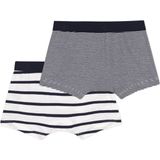 Petit Bateau - Onderhemden - 2-pack - Wit/Navy Gestreept - Katoen