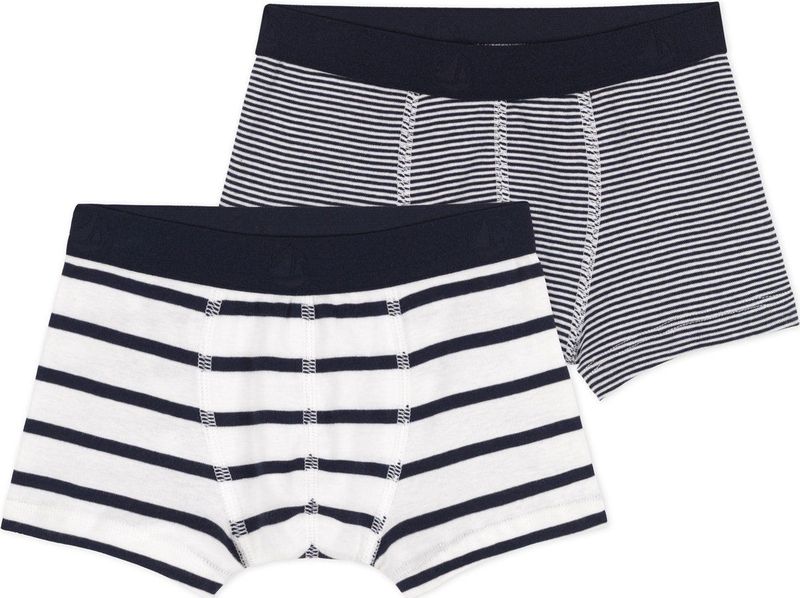 Petit Bateau - Onderhemden - 2-pack - Wit/Navy Gestreept - Katoen