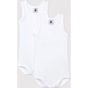 Petit Bateau - Set van 2 - Rompertjes - Wit - Biologisch Katoen