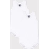 Petit Bateau - Set van 2 - Rompertjes - Wit - Biologisch Katoen