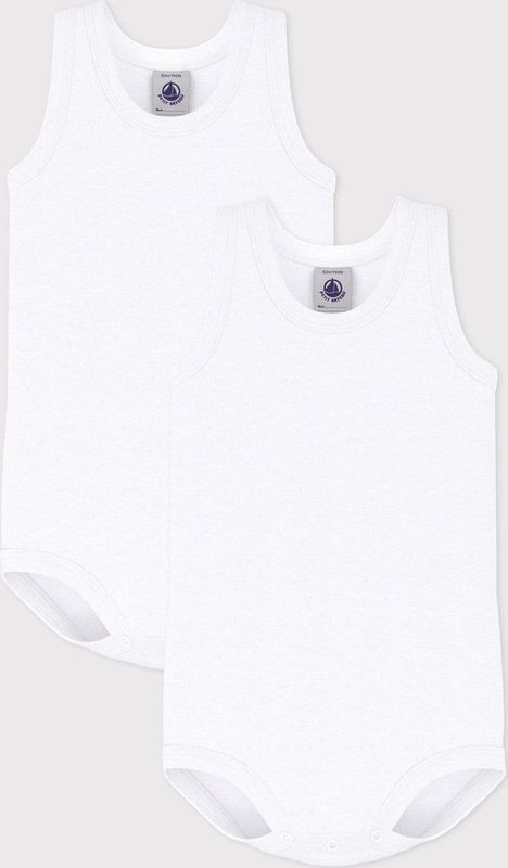 Petit Bateau - Set van 2 - Rompertjes - Wit - Biologisch Katoen