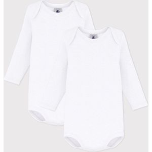 Petit Bateau Set van 2 Rompertjes - Wit - Unisex - Lange Mouwen