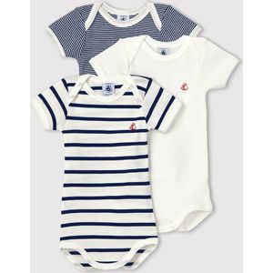 Petit Bateau - Rompertjes - Multi - Katoen - Set van 3 met Amerikaanse Halslijn