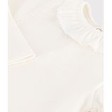 Petit Bateau - Babybody - Katoen - Wit - Lange Mouwen, Kraagje, Drukknoopsluiting
