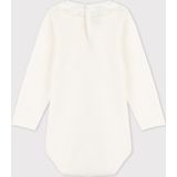 Petit Bateau - Babybody - Katoen - Wit - Lange Mouwen, Kraagje, Drukknoopsluiting