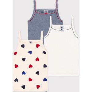 Petit Bateau - Set van 3 Onderhemden - Hartjes - Katoen