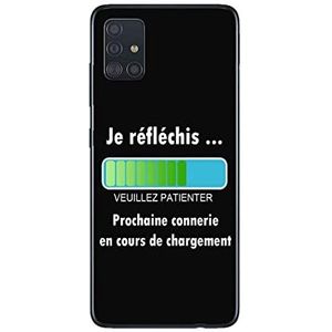 Beschermhoes voor Samsung Galaxy A51, motief ""Je reflechis tekst"", wit