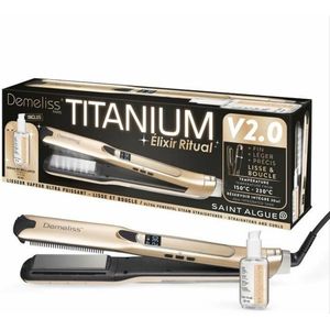 Demeliss - Titanium V2 - Stoom Stijltang - Beige - 5 Temperatuurniveaus - Tot 230°C