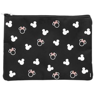 DISNEY Minnie Minnie Mouse pennenetui, plat, zwart, reistas, ideaal voor Mickey en Minnie make-up, zwart, groot formaat, plat etui, zwart., Platte etui