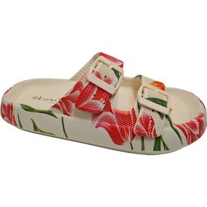 Laura Vita - Nuon 02 - Dames Slippers - Rood/Groen - Leer