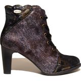 Veterlaarsjes - Bloemenprint - Leer - Snoersluiting - Ronde Neus