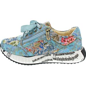Laura Vita - Burton 1123 - Sneakers - Turquoise - Leer - Multicolor Accenten