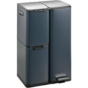 Kitchen Move Automatische afvalemmer voor de keuken, 58 l, MAJESTIC SILVER, grote capaciteit, geborsteld roestvrij staal, met omsnoering