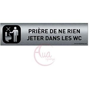 Aua Sign schild, geborsteld aluminium, bedrukt, AluSign Dark, 200 x 50 mm, dubbelzijdig, zelfklevend op de achterkant (niet in WC)