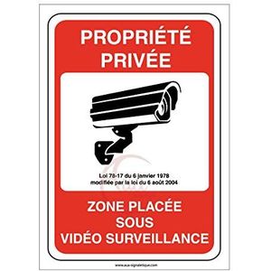 AUA SIGNALETIQUE - Privacy, gebied onder video, bewaking 24 uur/24 – 210 x 300 mm, pvc 1,5 mm