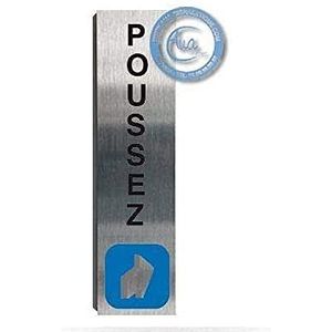 Plaque de porte aluminium brossé impressé -afmetingen 200 x 50 mm - dubbele face adhésif au dos - impressie UV-directement sur l'aluminium (Pas de contre collage) (Poussez verticaal)