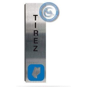 Plaque de porte aluminium brossé impressé -afmetingen 200 x 50 mm - dubbele face adhésif au dos - impressie UV-directement op aluminium (Pas de contre collage) (Tirez verticaal)