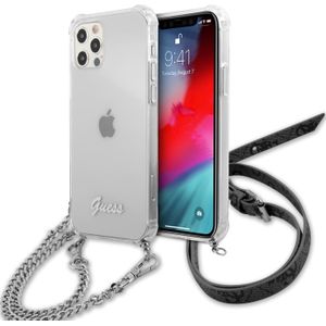 GUESS GUHCP12LKC4GSSI iPhone 12 Pro Max 6,7 inch Transparent hardcase 4G zilver Chain