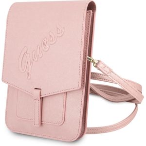 Guess 7 inch Telefoontas - Wallet Bag - Roze - Saffiano Leather