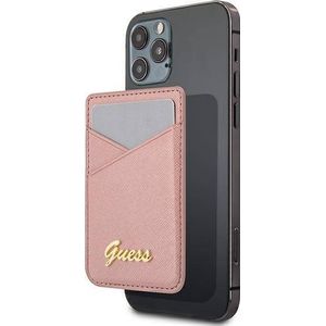 Guess Wallet Cardslot compatible met Apple magneten - 2 Cards - Saffiano PU - Roze