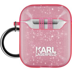 Airpods Silicone gel glitter Choupette Ikonik Karl Lagerfeld hoesje Roze