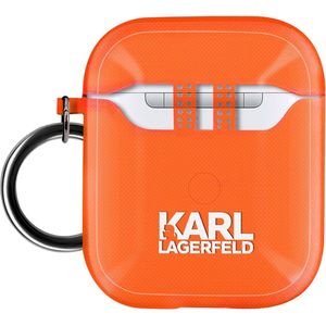 Siliconen gel Airpods case met haak Choupette Ikonik Karl Lagerfeld Oranje