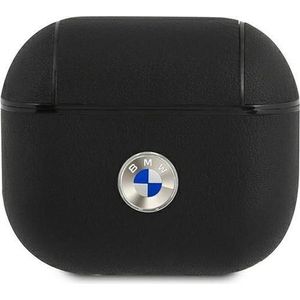 BMW BMA3SSLBK AirPods 3 hoesje czarny/zwart Geniune Leather Silver Logo (Koptelefoon tas), Hoofdtelefoon Tassen + Beschermende Covers, Zwart